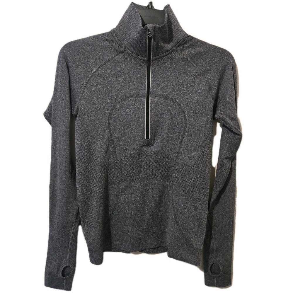 Lululemon Swiftly Tech Half Zip Pullover Heather Gray Thumb Holes Size 2 - Picture 7 of 8